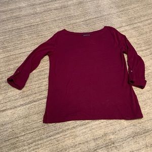 JONES NEW YORK Plum 3/4 Length Sleeves, Sz L